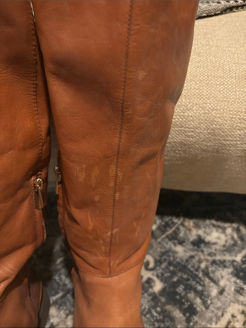Franco Sarto Tall Leather Over-the-Knee Boots - Cognac Brown